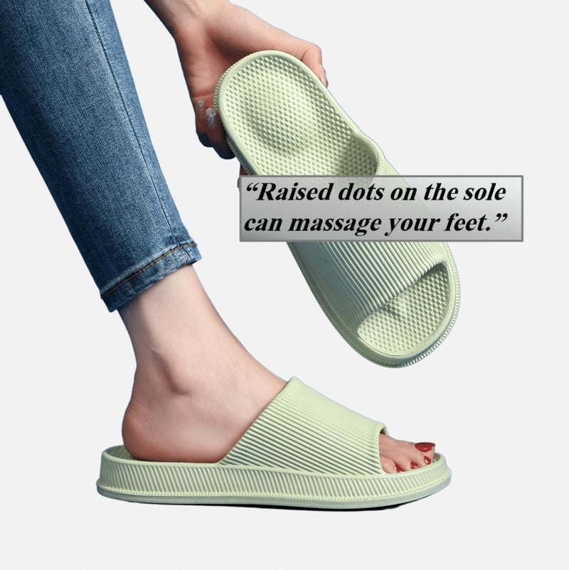 CRAZY LADY Cloud Slippers for Women & Men Indoor & Outdoor Pillow Slippers Non Slip Quick Drying Shower Slides Bathroom S&als Light Weight EVA Platform Casual Shoes (Massage/Green, 6 7) - Image 5